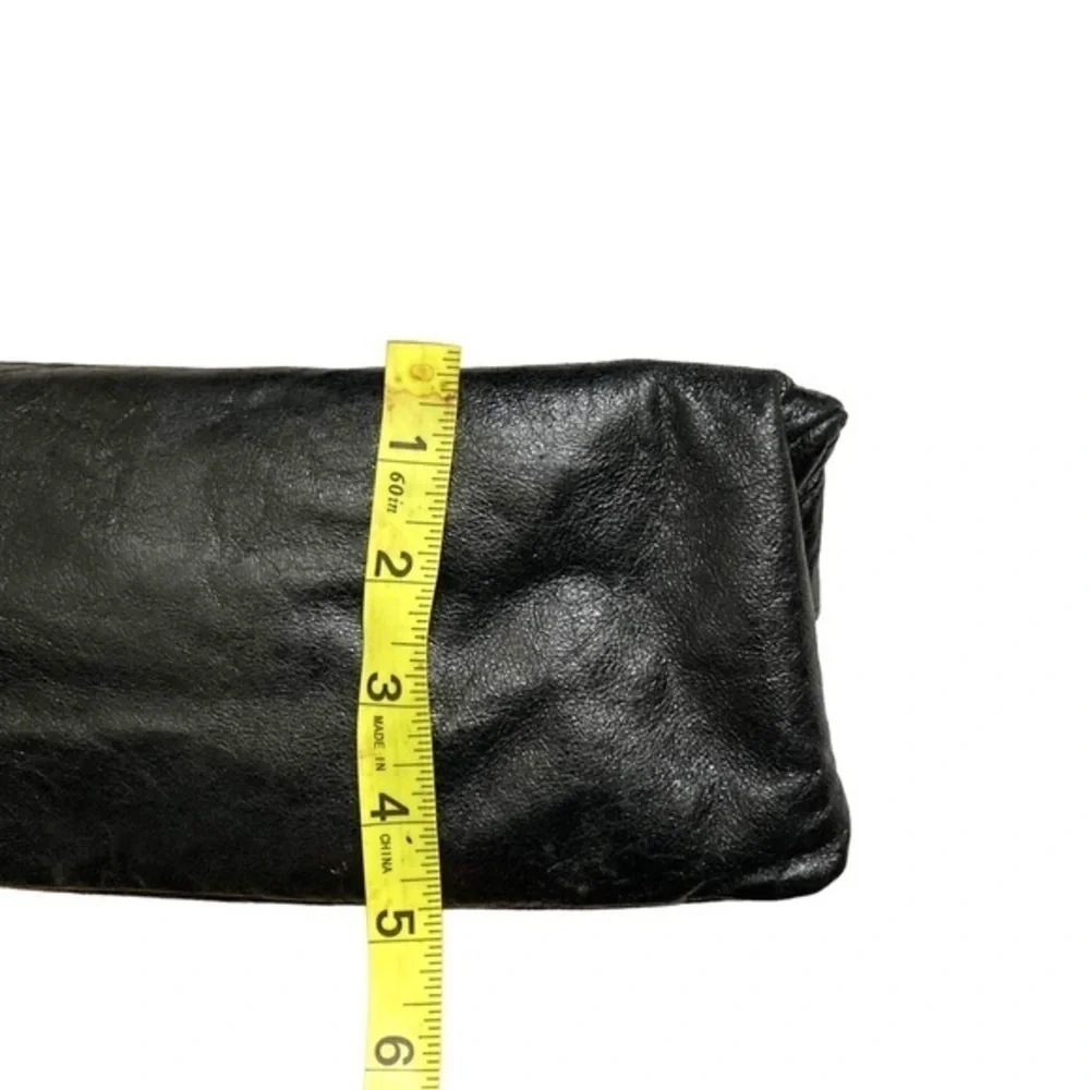 Jill Stuart black leather foldover clutch bag